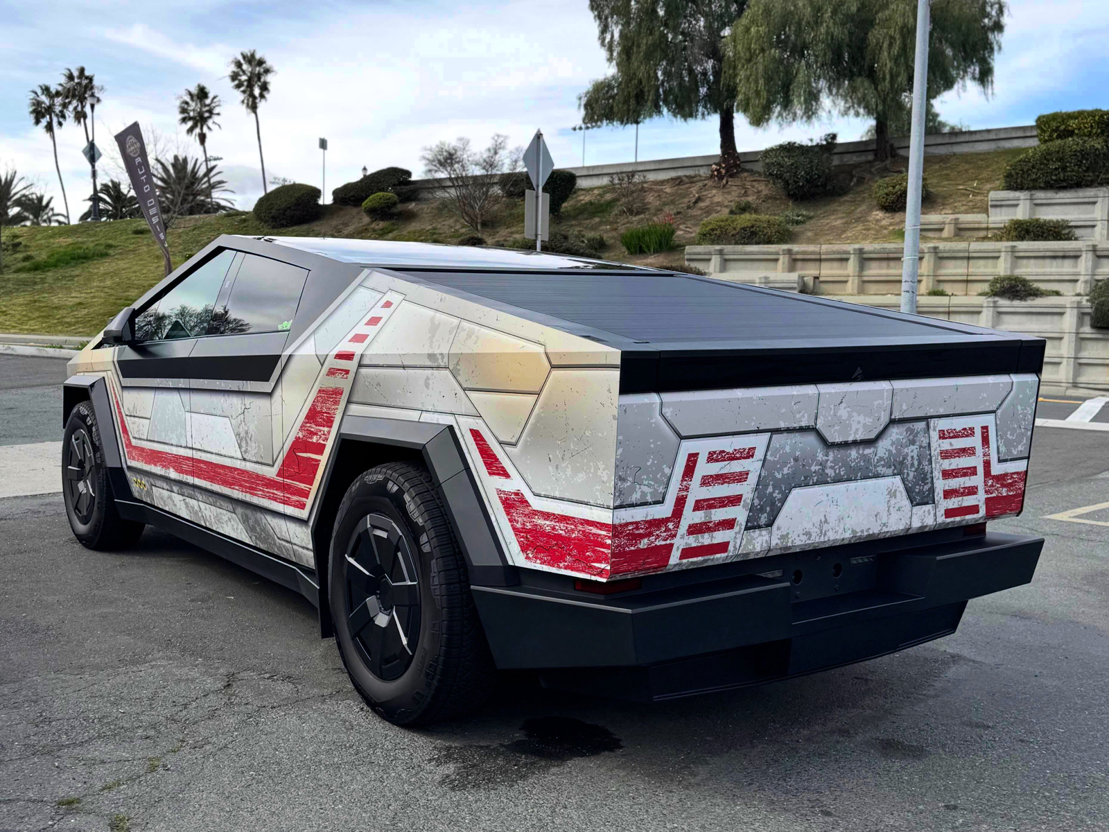 X-Wing themed Cybertruck rear angle